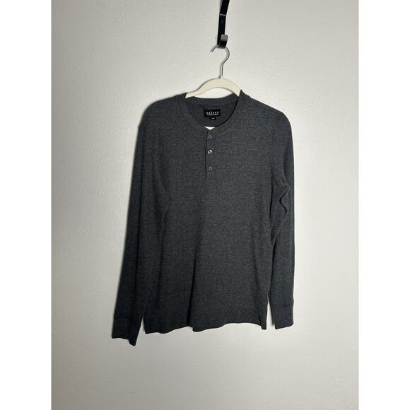 VELVET GRAHAM SPENCER Medium Dark Gray Pullover Henley 100% Cotton - Picture 1 of 5